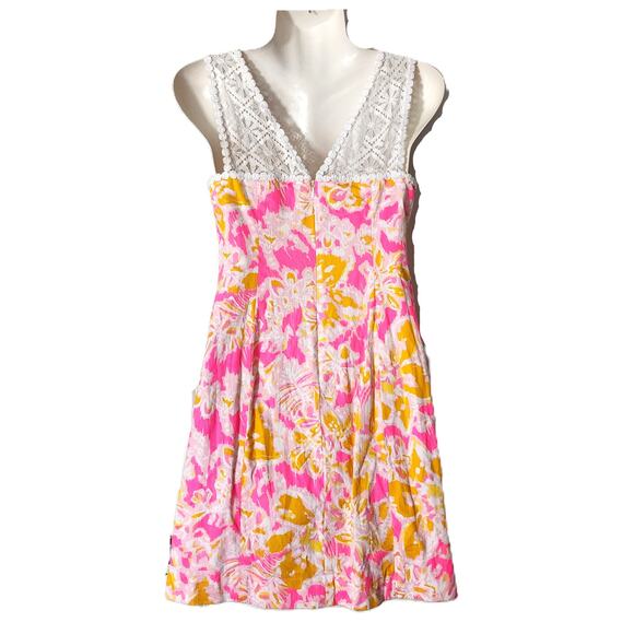 Lilly Pulitzer Crocheted Yoke Sweetheart Sleeveless Shift Dress 00 - Picture 6 of 8